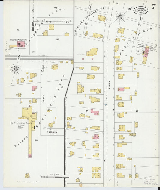 Sanborn Fire Insurance Map from London, Madison County, Ohio (1901), Sheet #0007 - Historic Sanborn Fire Insurance Map Print, vintage old map wall art, antique decor, genealogy gift, Ohio Ohio map
