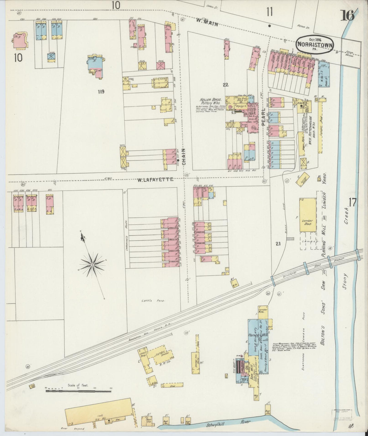 Sanborn Fire Insurance Map from Norristown, Montgomery County, Pennsylvania (1896), Sheet #0016 - Complete Map Set gallery image, historic Sanborn map, vintage wall art, Pennsylvania Pennsylvania