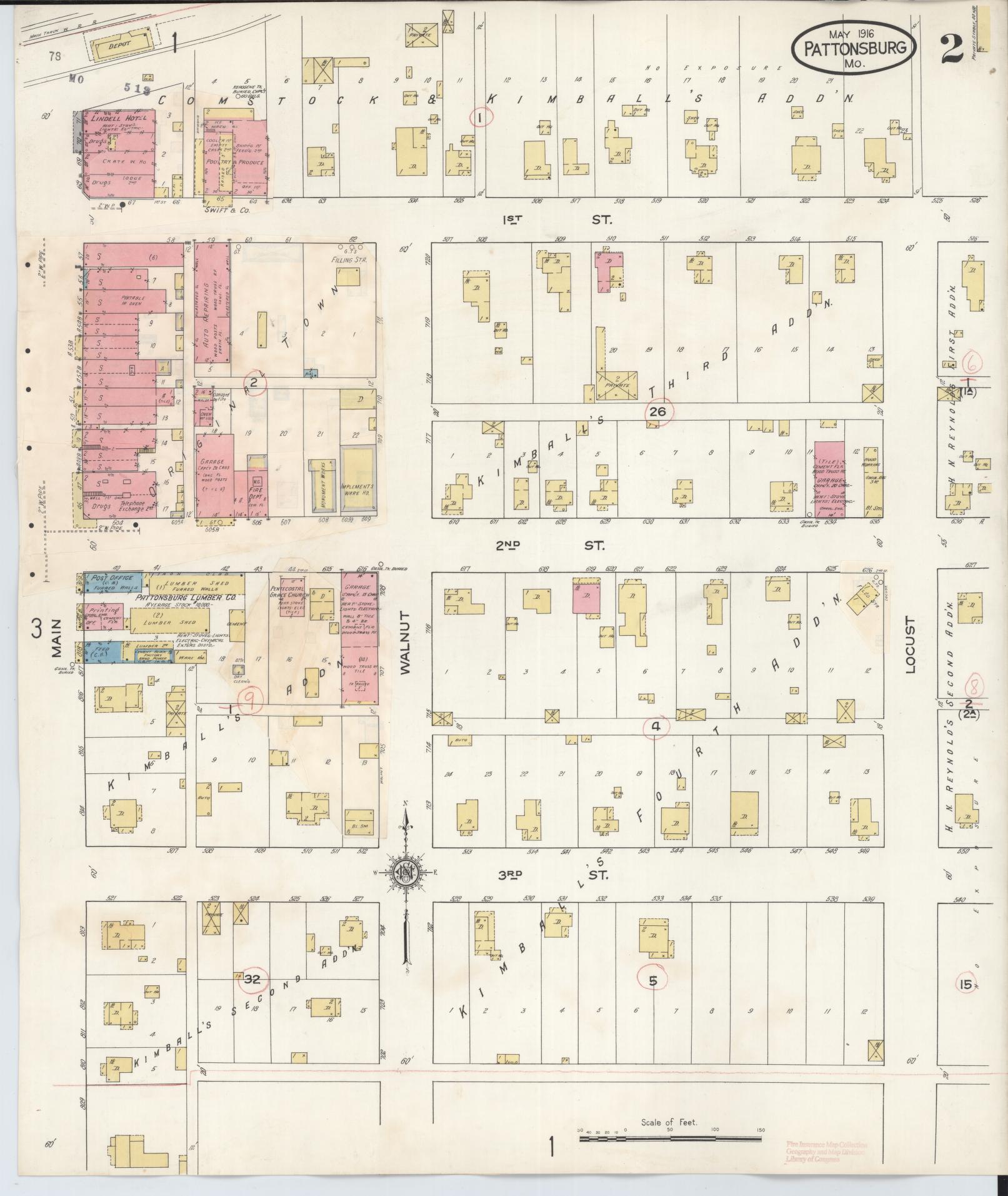 Sanborn Fire Insurance Map from Pattonsburg, Daviess County, Missouri (1931), Sheet #0002 - Complete Map Set gallery image, historic Sanborn map, vintage wall art, Missouri Missouri