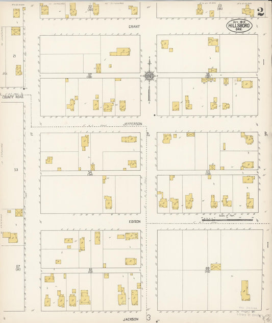 Sanborn Fire Insurance Map from Hillsboro, Washington County, Oregon (1912), Sheet #0002 - Historic Sanborn Fire Insurance Map Print, vintage old map wall art, antique decor, genealogy gift, Oregon Oregon map