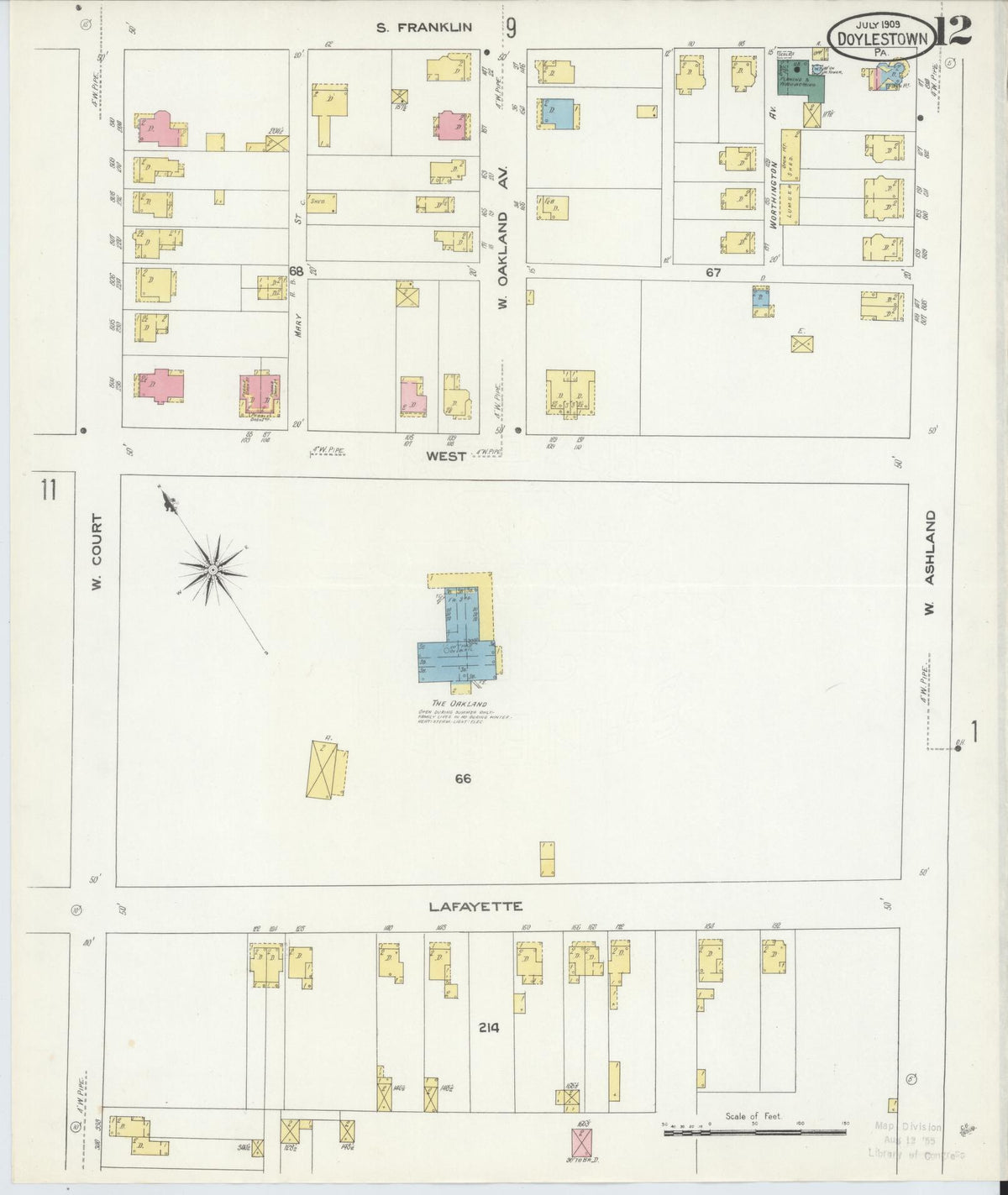 Sanborn Fire Insurance Map from Doylestown, Bucks County, Pennsylvania (1909), Sheet #0012 - Complete Map Set gallery image, historic Sanborn map, vintage wall art, Pennsylvania Pennsylvania