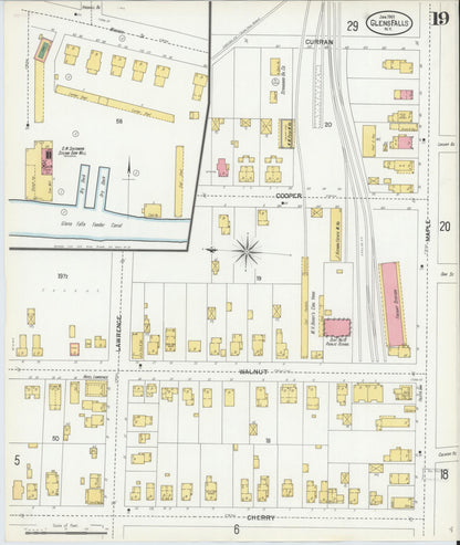 Sanborn Fire Insurance Map from Glens Falls, Warren County, New York (1901), Sheet #0019 - Historic Sanborn Fire Insurance Map Print, vintage old map wall art, antique decor, genealogy gift, New York New York map