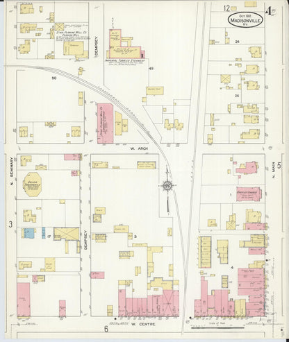 Sanborn Fire Insurance Map from Madisonville, Hopkins County, Kentucky (1912), Sheet #0004 - Complete Map Set gallery image, historic Sanborn map, vintage wall art, Kentucky Kentucky