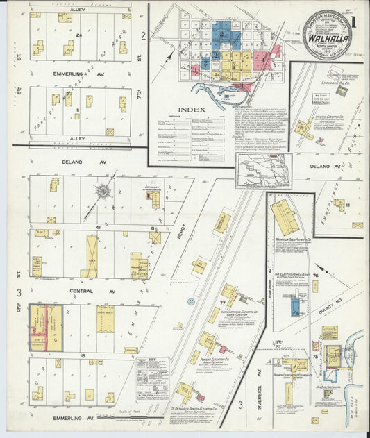 Sanborn Fire Insurance Map from Walhalla, Pembina County, North Dakota. (1918) – Historic Sanborn Fire Insurance Map Print