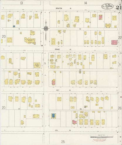 Sanborn Fire Insurance Map from El Centro, Imperial County, California (1922), Sheet #0021 - Historic Sanborn Fire Insurance Map Print, vintage old map wall art, antique decor, genealogy gift, California California map