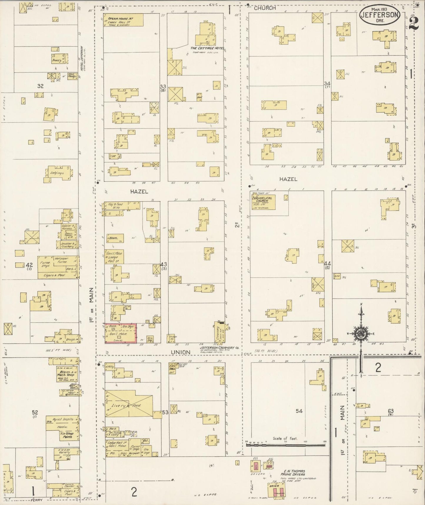 Sanborn Fire Insurance Map from Jefferson, Marion County, Oregon (1913), Sheet #0003 - Complete Map Set gallery image, historic Sanborn map, vintage wall art, Oregon Oregon