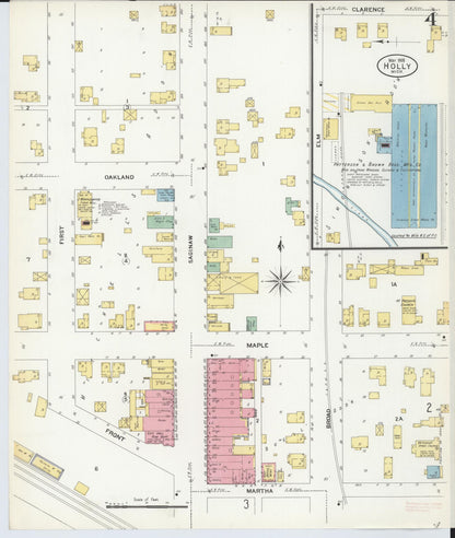 Sanborn Fire Insurance Map from Holly, Oakland County, Michigan (1908), Sheet #0004 - Complete Map Set gallery image, historic Sanborn map, vintage wall art, Michigan Michigan