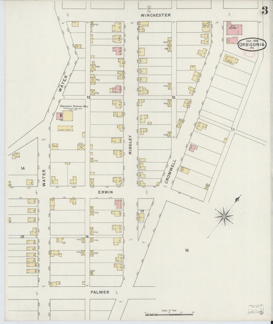 Sanborn Fire Insurance Map from Orbisonia, Huntingdon County, Pennsylvania (1894), Sheet #0003 - Historic Sanborn Fire Insurance Map Print, vintage old map wall art, antique decor, genealogy gift, Pennsylvania Pennsylvania map