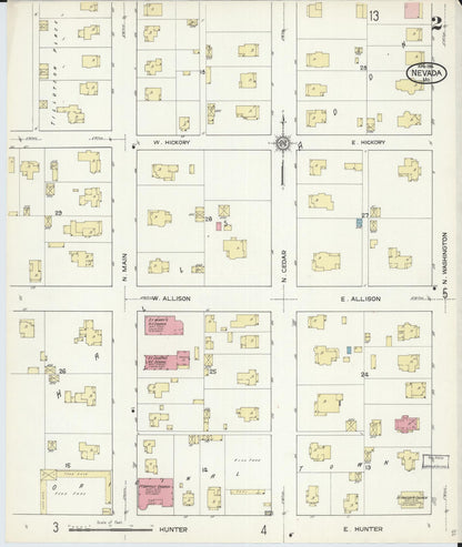 Sanborn Fire Insurance Map from Nevada, Vernon County, Missouri (1914), Sheet #0002 - Complete Map Set gallery image, historic Sanborn map, vintage wall art, Missouri Missouri