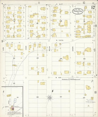 Sanborn Fire Insurance Map from Pendleton, Umatilla County, Oregon (1903), Sheet #0017 - Complete Map Set gallery image, historic Sanborn map, vintage wall art, Oregon Oregon