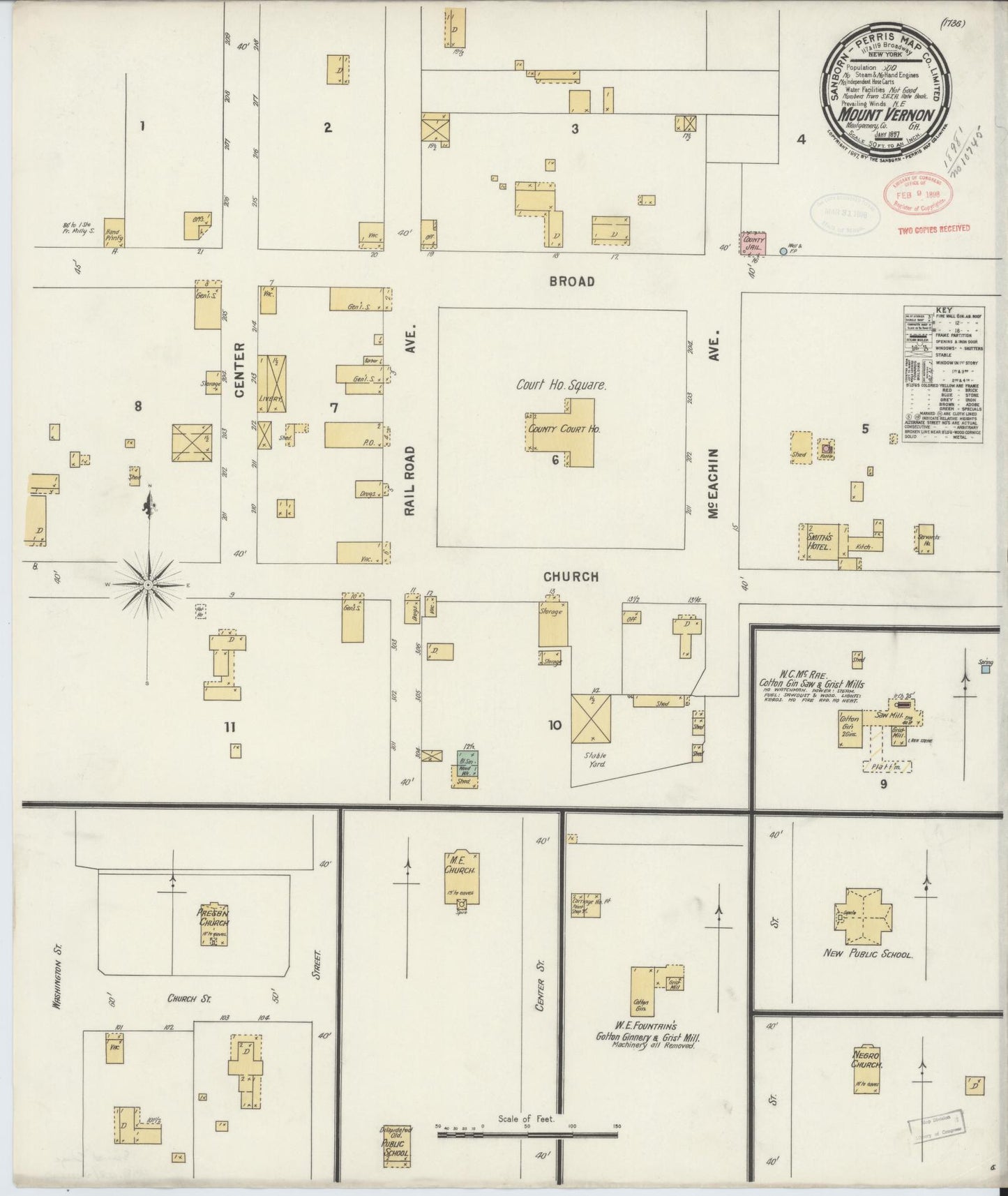 Sanborn Fire Insurance Map from Mount Vernon, Montgomery County, Georgia (1897), Sheet #0001 - Historic Sanborn Fire Insurance Map Print, vintage old map wall art, antique decor, genealogy gift, Georgia Georgia map