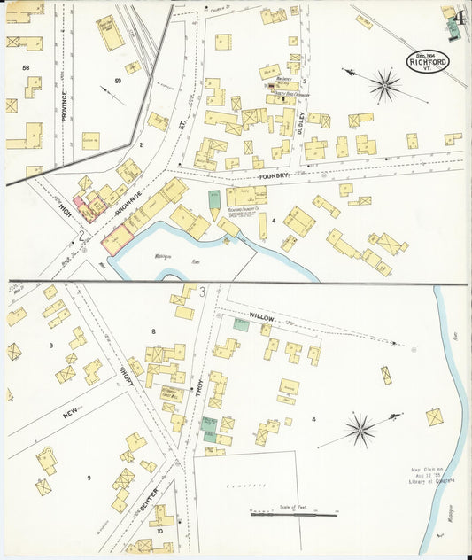 Sanborn Fire Insurance Map from Richford, Franklin County, Vermont (1904), Sheet #0004 - Historic Sanborn Fire Insurance Map Print, vintage old map wall art, antique decor, genealogy gift, Vermont Vermont map