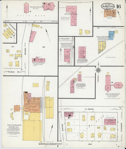 Sanborn Fire Insurance Map from Albert Lea, Freeborn County, Minnesota (1918), Sheet #0016 - Historic Sanborn Fire Insurance Map Print, vintage old map wall art, antique decor, genealogy gift, Minnesota Minnesota map