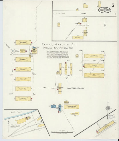 Sanborn Fire Insurance Map from Rochester, Oakland County, Michigan (1919), Sheet #0005 - Historic Sanborn Fire Insurance Map Print, vintage old map wall art, antique decor, genealogy gift, Michigan Michigan map
