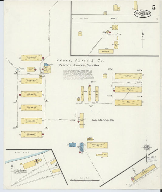 Sanborn Fire Insurance Map from Rochester, Oakland County, Michigan (1919), Sheet #0005 - Historic Sanborn Fire Insurance Map Print, vintage old map wall art, antique decor, genealogy gift, Michigan Michigan map
