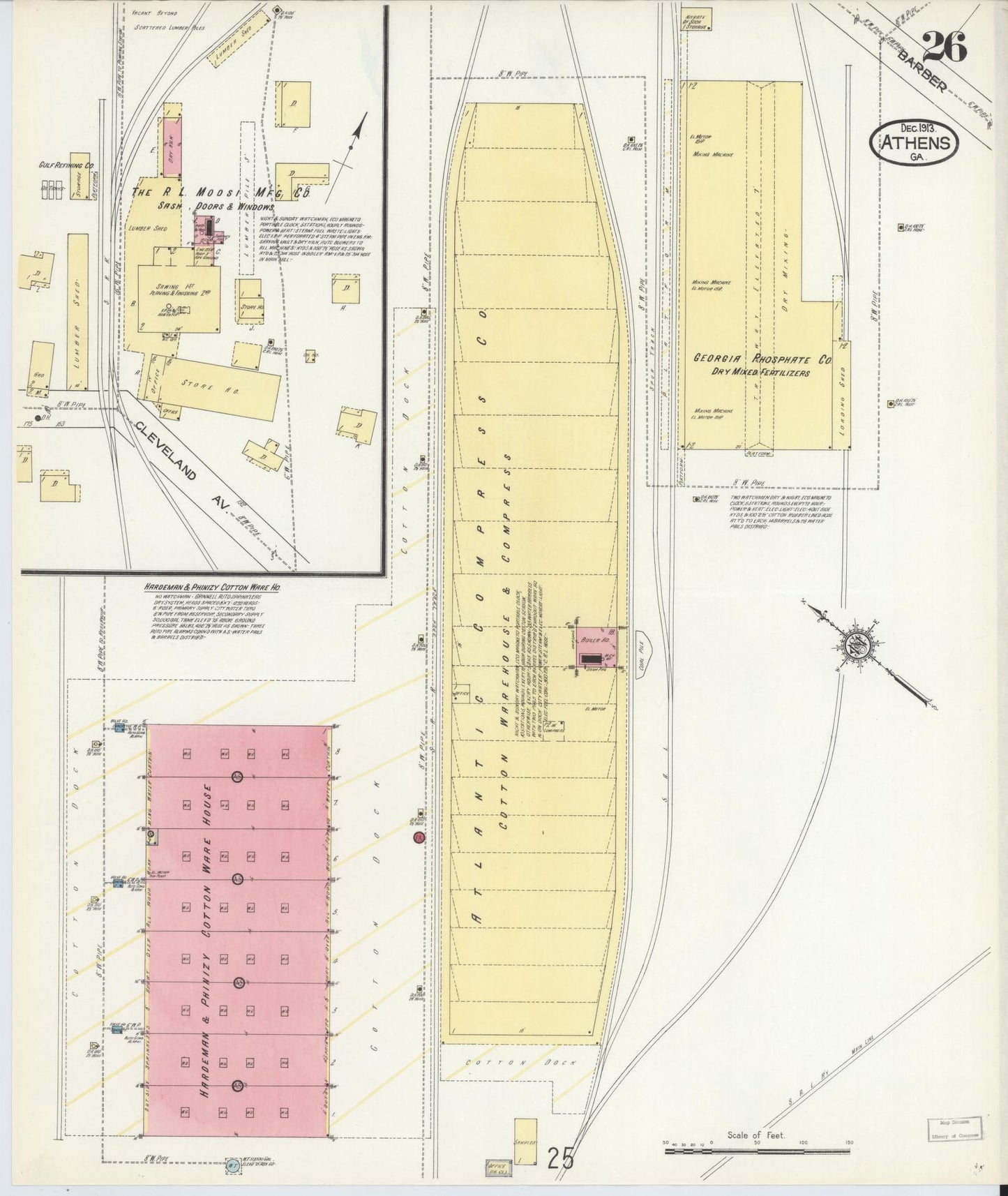Sanborn Fire Insurance Map from Athens, Clarke County, Georgia (1913), Sheet #0026 - Complete Map Set gallery image, historic Sanborn map, vintage wall art, Georgia Georgia