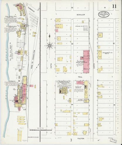 Sanborn Fire Insurance Map from Tell City, Perry County, Indiana (1909), Sheet #0011 - Complete Map Set gallery image, historic Sanborn map, vintage wall art, Indiana Indiana