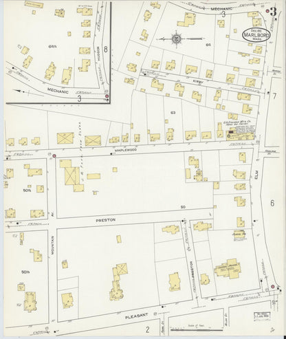 Sanborn Fire Insurance Map from Marlborough, Middlesex County, Massachusetts (1912), Sheet #0003 - Historic Sanborn Fire Insurance Map Print, vintage old map wall art, antique decor, genealogy gift, Massachusetts Massachusetts map