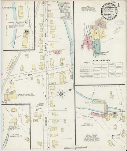 Sanborn Fire Insurance Map from Unionville, Hartford County, Connecticut (1897), Sheet #0001 - Complete Map Set gallery image, historic Sanborn map, vintage wall art, Connecticut Connecticut
