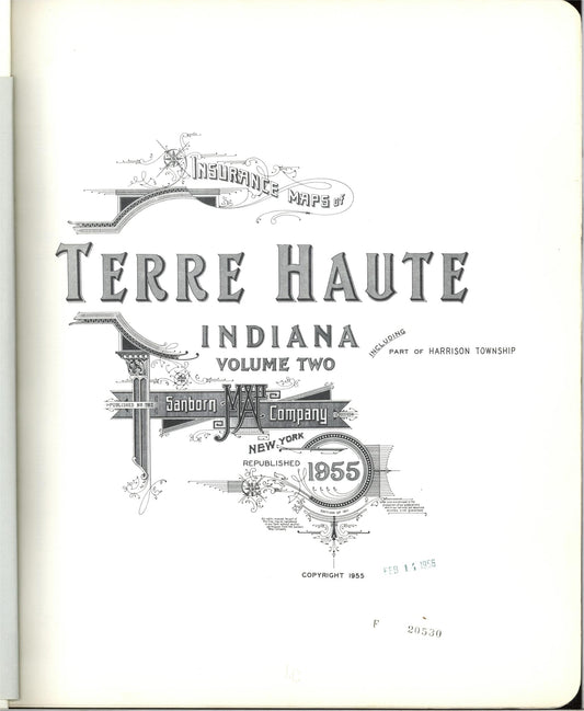 Sanborn Fire Insurance Map from Terre Haute, Vigo County, Indiana (1955), Sheet #0001 - Historic Sanborn Fire Insurance Map Print, vintage old map wall art, antique decor, genealogy gift, Indiana Indiana map