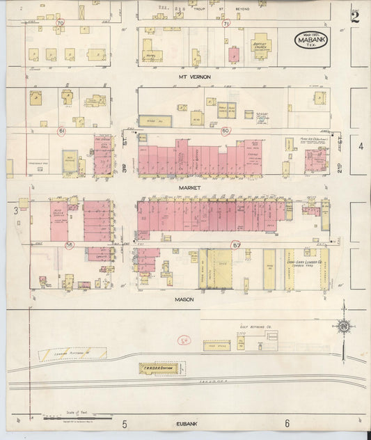 Sanborn Fire Insurance Map from Mabank, Kaufman County, Texas (1934), Sheet #0002 - Historic Sanborn Fire Insurance Map Print, vintage old map wall art, antique decor, genealogy gift, Texas Texas map