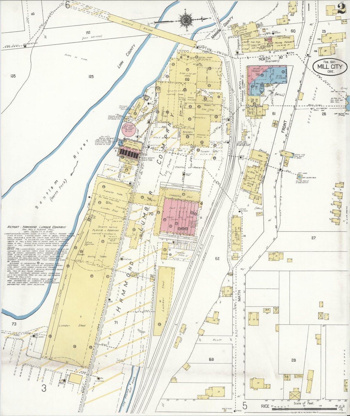 Sanborn Fire Insurance Map from Mill City, Linn And Marion Counties, Oregon (1921), Sheet #0002 - Complete Map Set gallery image, historic Sanborn map, vintage wall art, Oregon Oregon