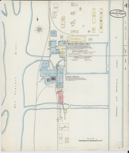 Sanborn Fire Insurance Map from Lockport, Will County, Illinois (1886), Sheet #0004 - Historic Sanborn Fire Insurance Map Print, vintage old map wall art, antique decor, genealogy gift, Illinois Illinois map