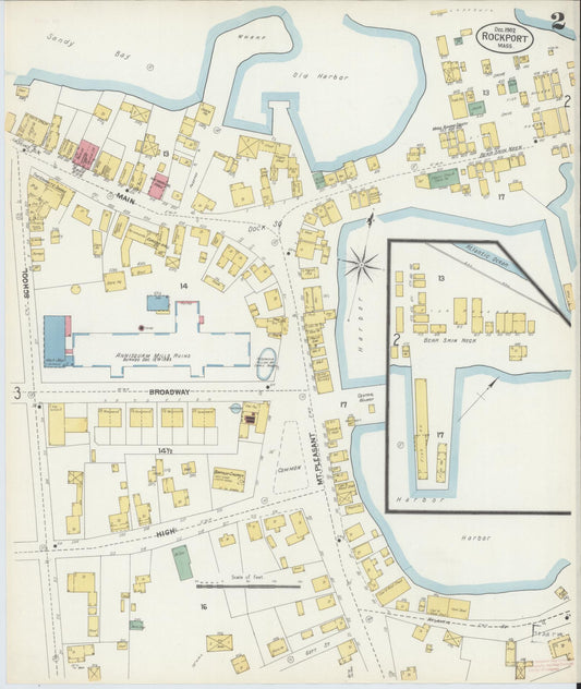 Sanborn Fire Insurance Map from Rockport, Essex County, Massachusetts (1902), Sheet #0002 - Historic Sanborn Fire Insurance Map Print, vintage old map wall art, antique decor, genealogy gift, Massachusetts Massachusetts map
