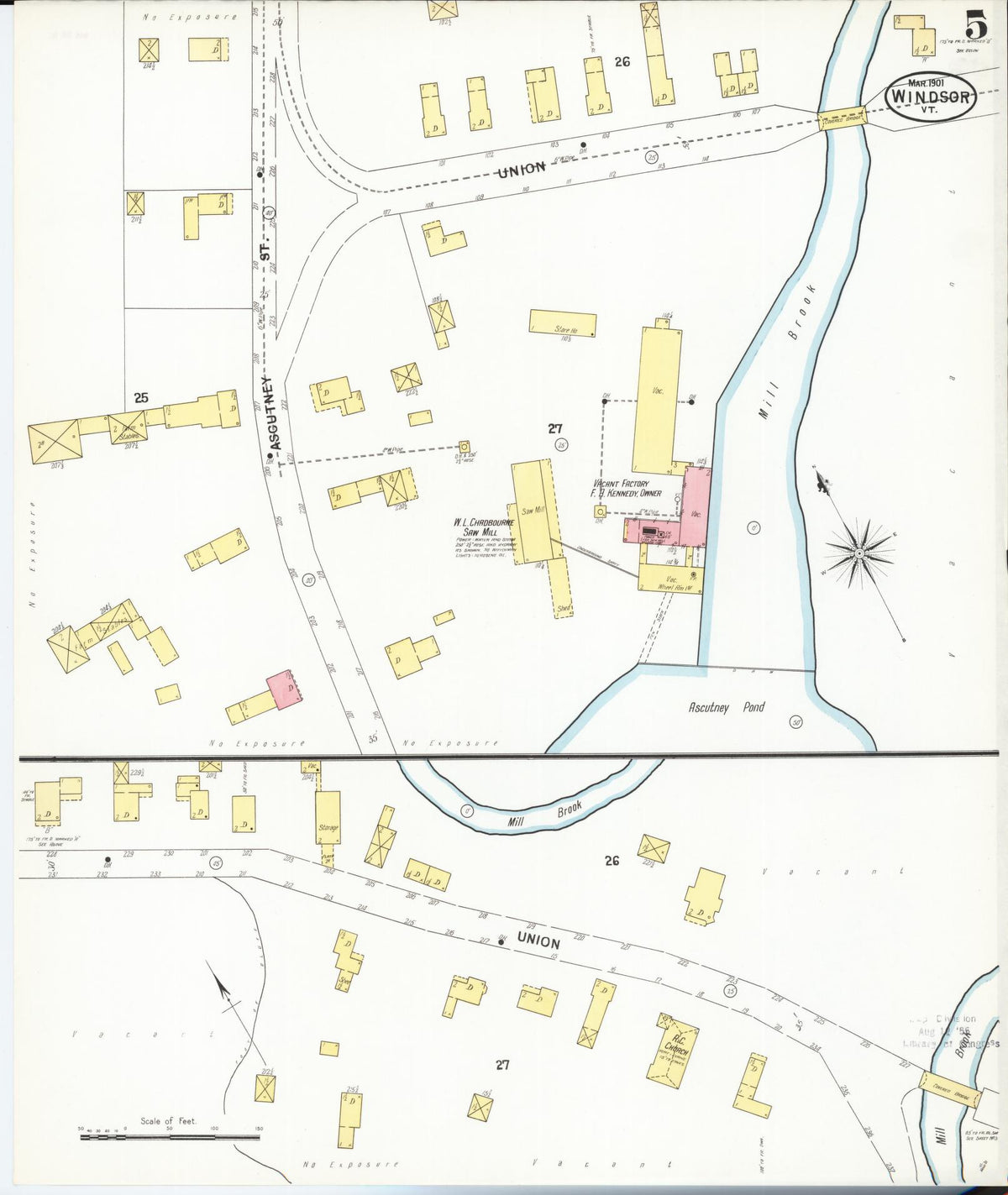 Sanborn Fire Insurance Map from Windsor, Windsor County, Vermont (1901), Sheet #0005 - Complete Map Set gallery image, historic Sanborn map, vintage wall art, Vermont Vermont