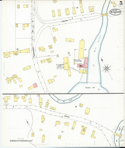 Sanborn Fire Insurance Map from Windsor, Windsor County, Vermont (1901), Sheet #0005 - Complete Map Set gallery image, historic Sanborn map, vintage wall art, Vermont Vermont