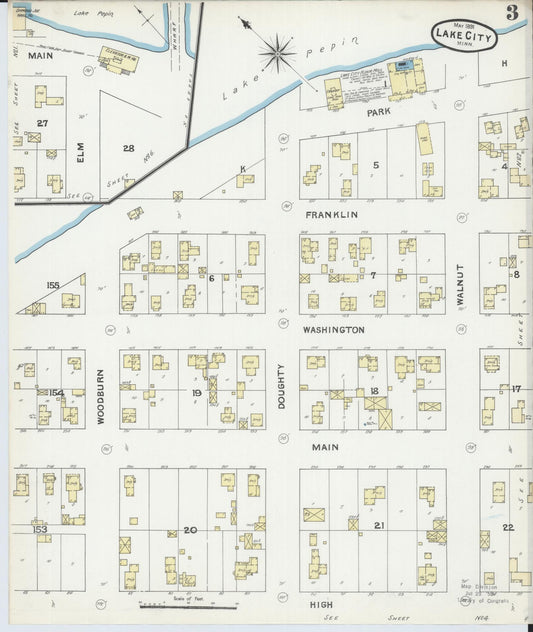 Sanborn Fire Insurance Map from Lake City, Wabasha County, Minnesota (1891), Sheet #0003 - Historic Sanborn Fire Insurance Map Print, vintage old map wall art, antique decor, genealogy gift, Minnesota Minnesota map