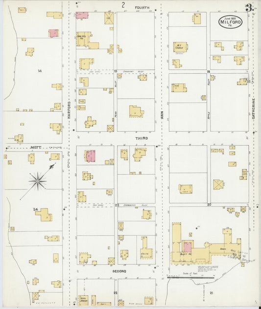 Sanborn Fire Insurance Map from Milford, Pike County, Pennsylvania (1905), Sheet #0003 - Historic Sanborn Fire Insurance Map Print, vintage old map wall art, antique decor, genealogy gift, Pennsylvania Pennsylvania map