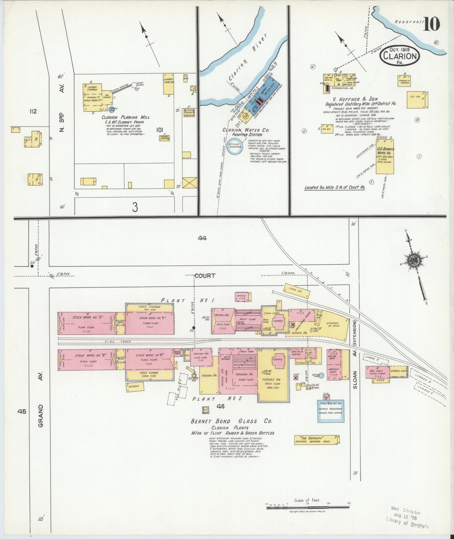 Sanborn Fire Insurance Map from Clarion, Clarion County, Pennsylvania (1919), Sheet #0010 - Historic Sanborn Fire Insurance Map Print, vintage old map wall art, antique decor, genealogy gift, Pennsylvania Pennsylvania map