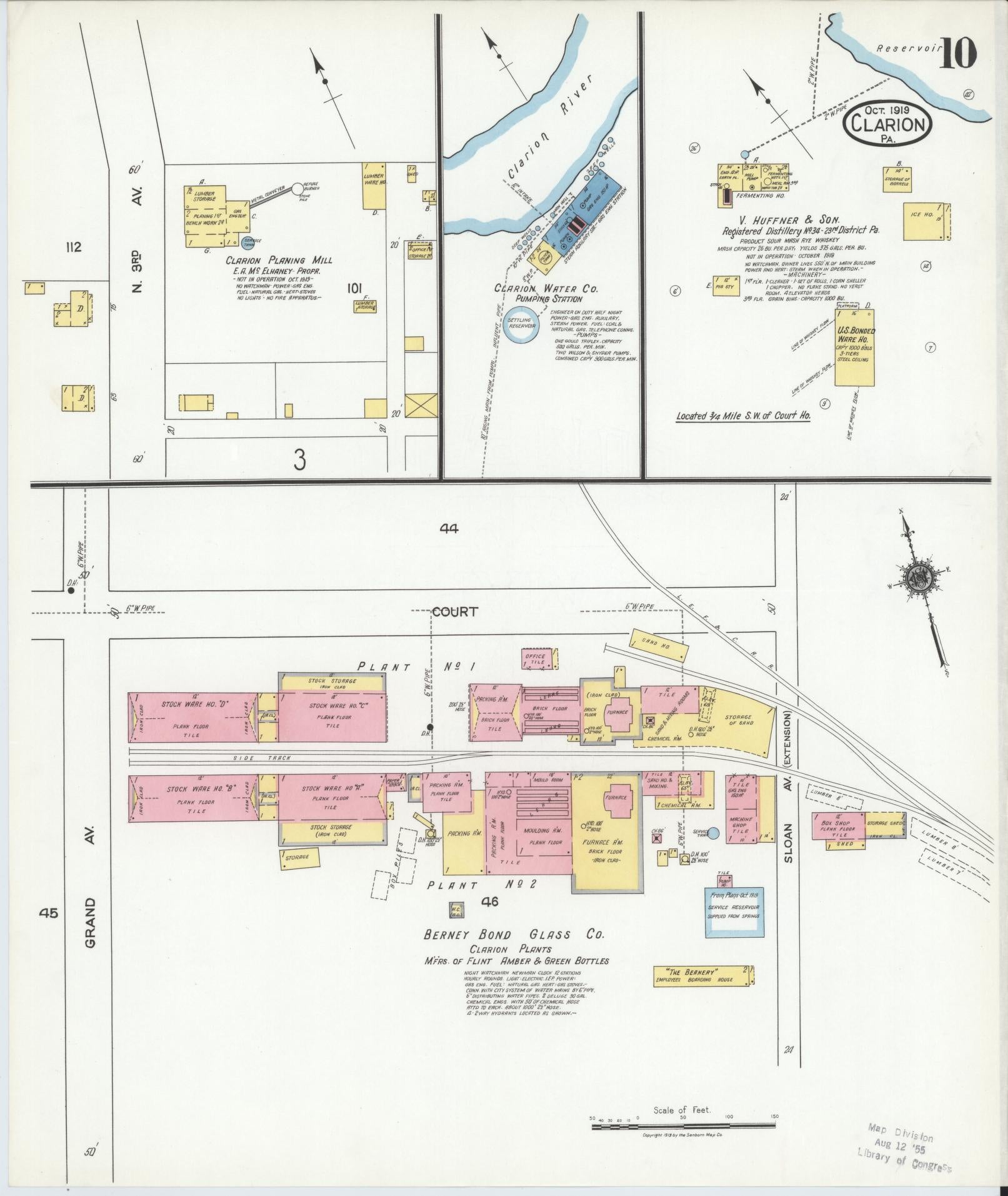 Sanborn Fire Insurance Map from Clarion, Clarion County, Pennsylvania (1919), Sheet #0010 - Historic Sanborn Fire Insurance Map Print, vintage old map wall art, antique decor, genealogy gift, Pennsylvania Pennsylvania map