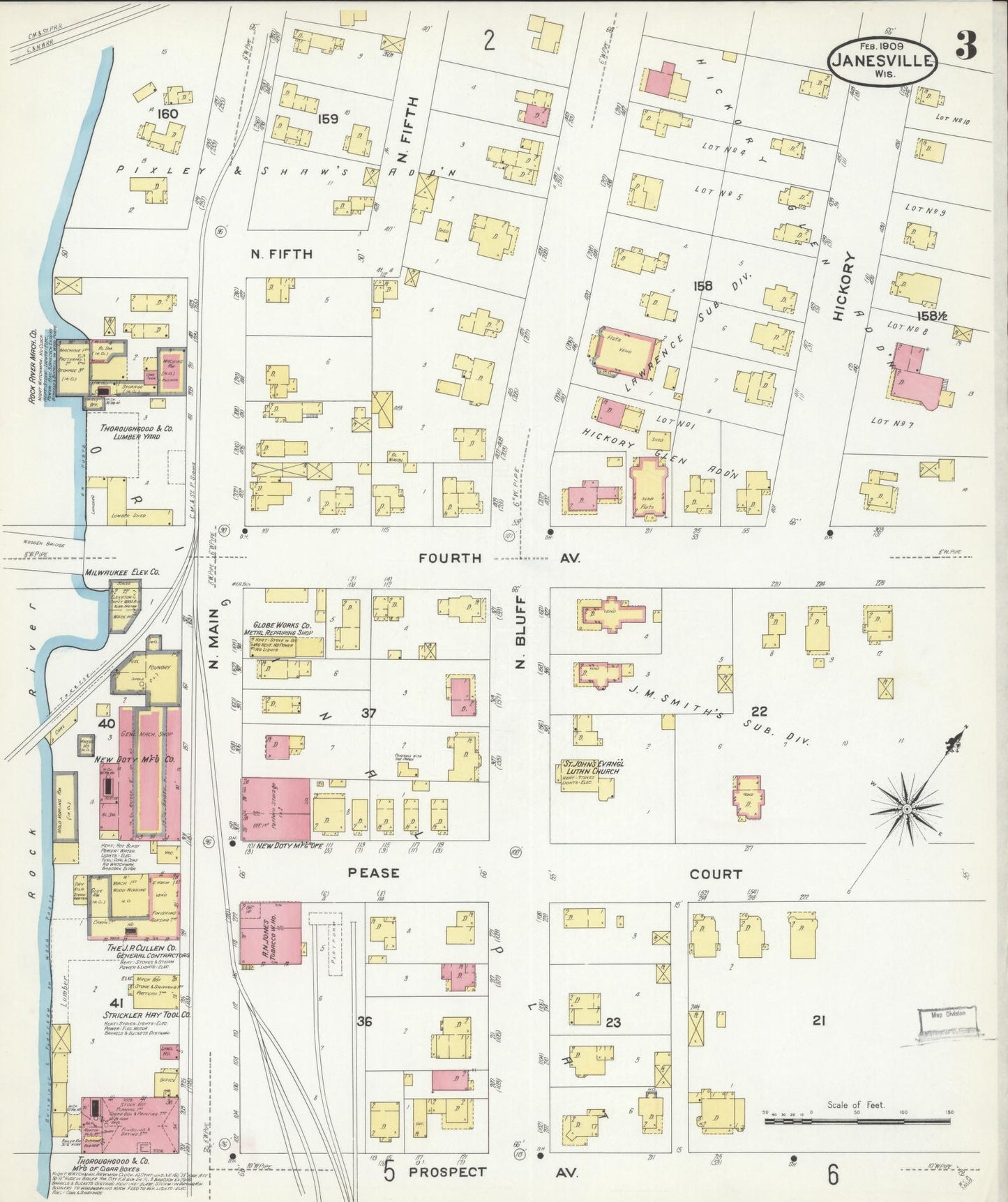 Sanborn Fire Insurance Map from Janesville, Rock County, Wisconsin (1909), Sheet #0003 - Complete Map Set gallery image, historic Sanborn map, vintage wall art, Wisconsin Wisconsin