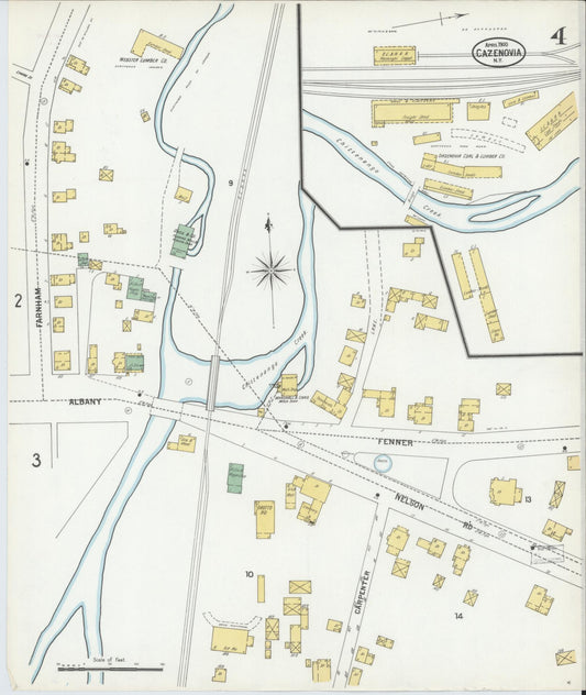 Sanborn Fire Insurance Map from Cazenovia, Madison County, New York (1900), Sheet #0004 - Historic Sanborn Fire Insurance Map Print, vintage old map wall art, antique decor, genealogy gift, New York New York map