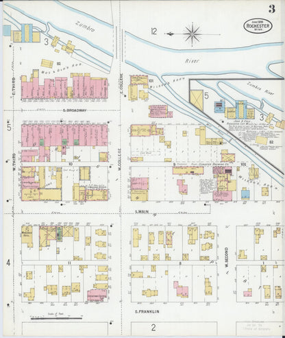 Sanborn Fire Insurance Map from Rochester, Olmsted County, Minnesota (1899), Sheet #0003 - Complete Map Set gallery image, historic Sanborn map, vintage wall art, Minnesota Minnesota