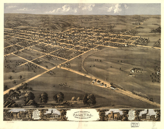 Bird's eye view of the city of Palmyra, Marion Co., Missouri, A.D. 1869. (1869) – Historic Bird’s-Eye View Panorama Print
