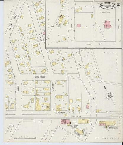 Sanborn Fire Insurance Map from Brookville, Montgomery County, Ohio (1895), Sheet #0002 - Complete Map Set gallery image, historic Sanborn map, vintage wall art, Ohio Ohio
