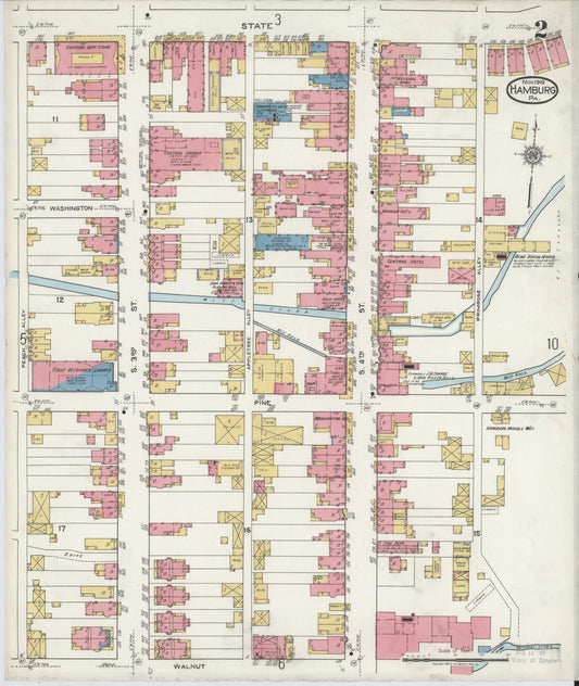 Sanborn Fire Insurance Map from Hamburg, Berks County, Pennsylvania (1919), Sheet #0002 - Historic Sanborn Fire Insurance Map Print, vintage old map wall art, antique decor, genealogy gift, Pennsylvania Pennsylvania map