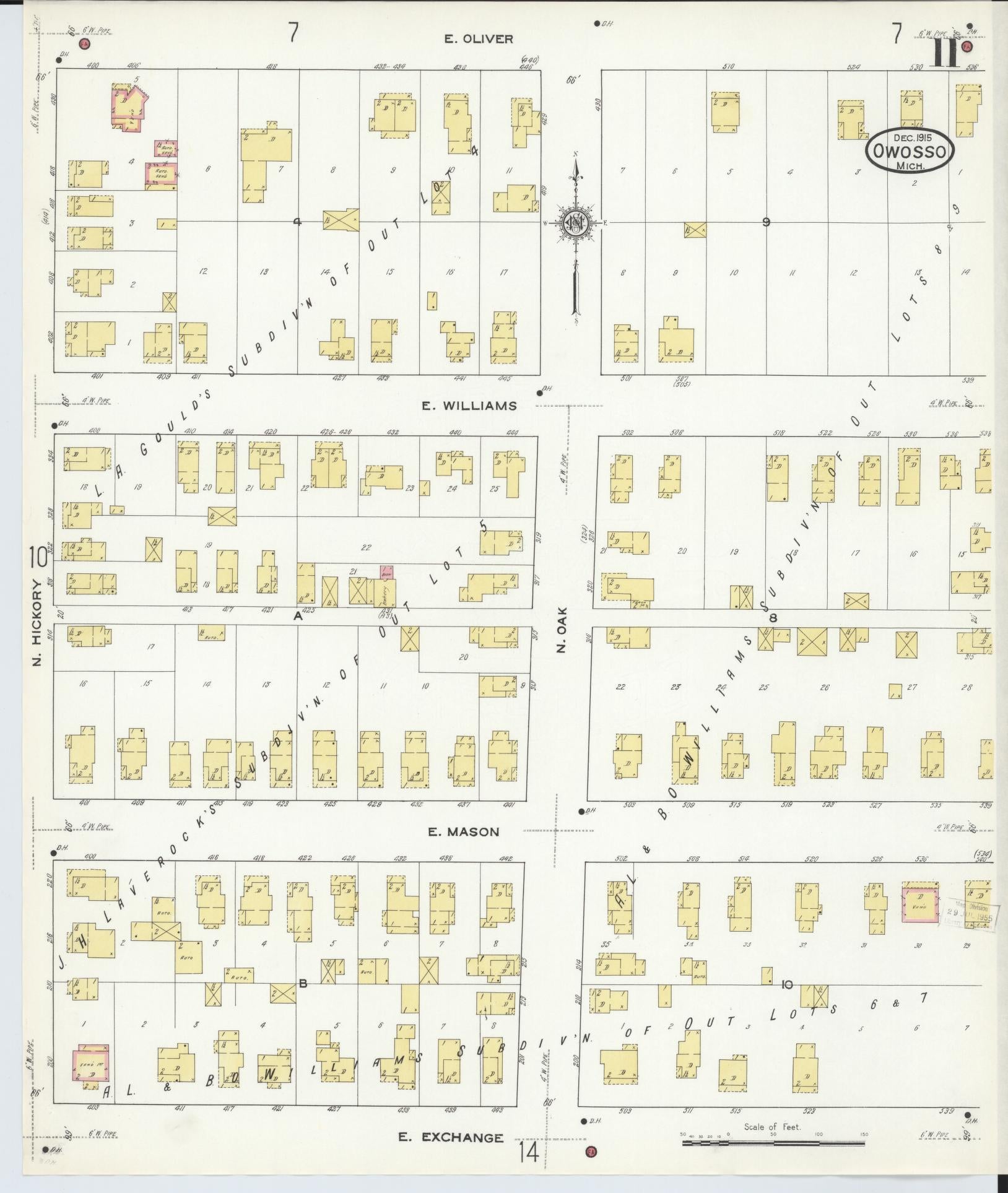Sanborn Fire Insurance Map from Owosso, Shiawassee County, Michigan (1915), Sheet #0011 - Historic Sanborn Fire Insurance Map Print, vintage old map wall art, antique decor, genealogy gift, Michigan Michigan map