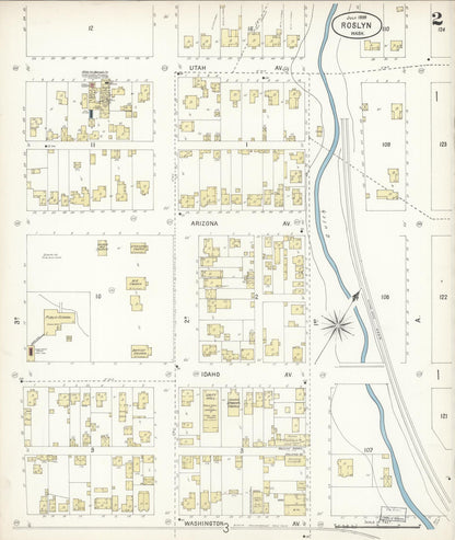 Sanborn Fire Insurance Map from Roslyn, Kittitas County, Washington (1899), Sheet #0002 - Complete Map Set gallery image, historic Sanborn map, vintage wall art, Washington Washington