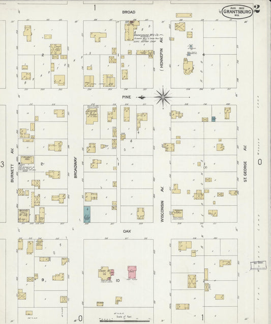 Sanborn Fire Insurance Map from Grantsburg, Burnett County, Wisconsin (1902), Sheet #0002 - Historic Sanborn Fire Insurance Map Print, vintage old map wall art, antique decor, genealogy gift, Wisconsin Wisconsin map
