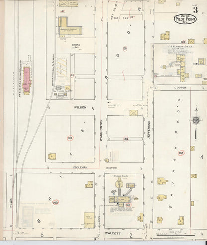 Sanborn Fire Insurance Map from Pilot Point, Denton County, Texas (1940), Sheet #0003 - Historic Sanborn Fire Insurance Map Print, vintage old map wall art, antique decor, genealogy gift, Texas Texas map