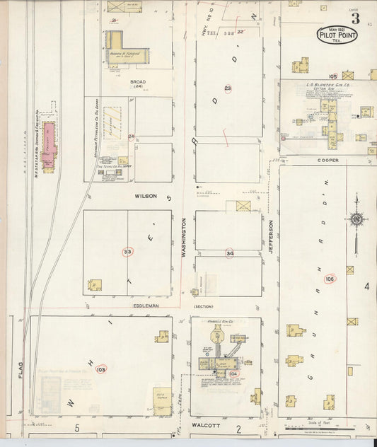 Sanborn Fire Insurance Map from Pilot Point, Denton County, Texas (1940), Sheet #0003 - Historic Sanborn Fire Insurance Map Print, vintage old map wall art, antique decor, genealogy gift, Texas Texas map