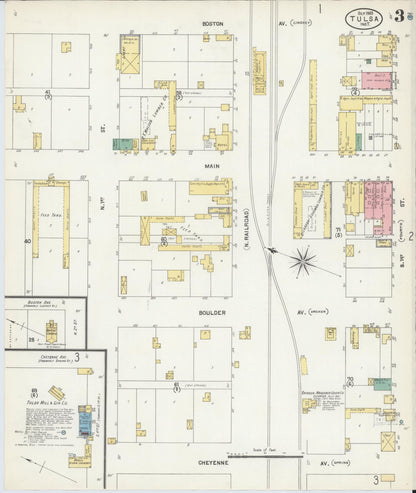 Sanborn Fire Insurance Map from Tulsa, Tulsa County, Oklahoma (1903), Sheet #0003 - Complete Map Set gallery image, historic Sanborn map, vintage wall art, Oklahoma Oklahoma