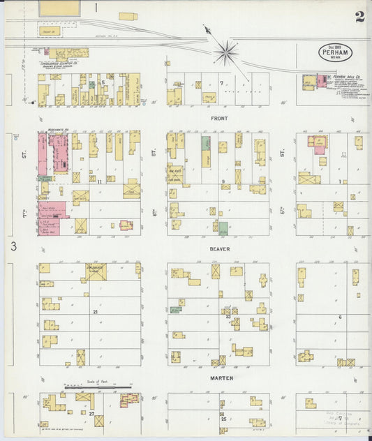 Sanborn Fire Insurance Map from Perham, Otter Tail County, Minnesota (1899), Sheet #0002 - Historic Sanborn Fire Insurance Map Print, vintage old map wall art, antique decor, genealogy gift, Minnesota Minnesota map