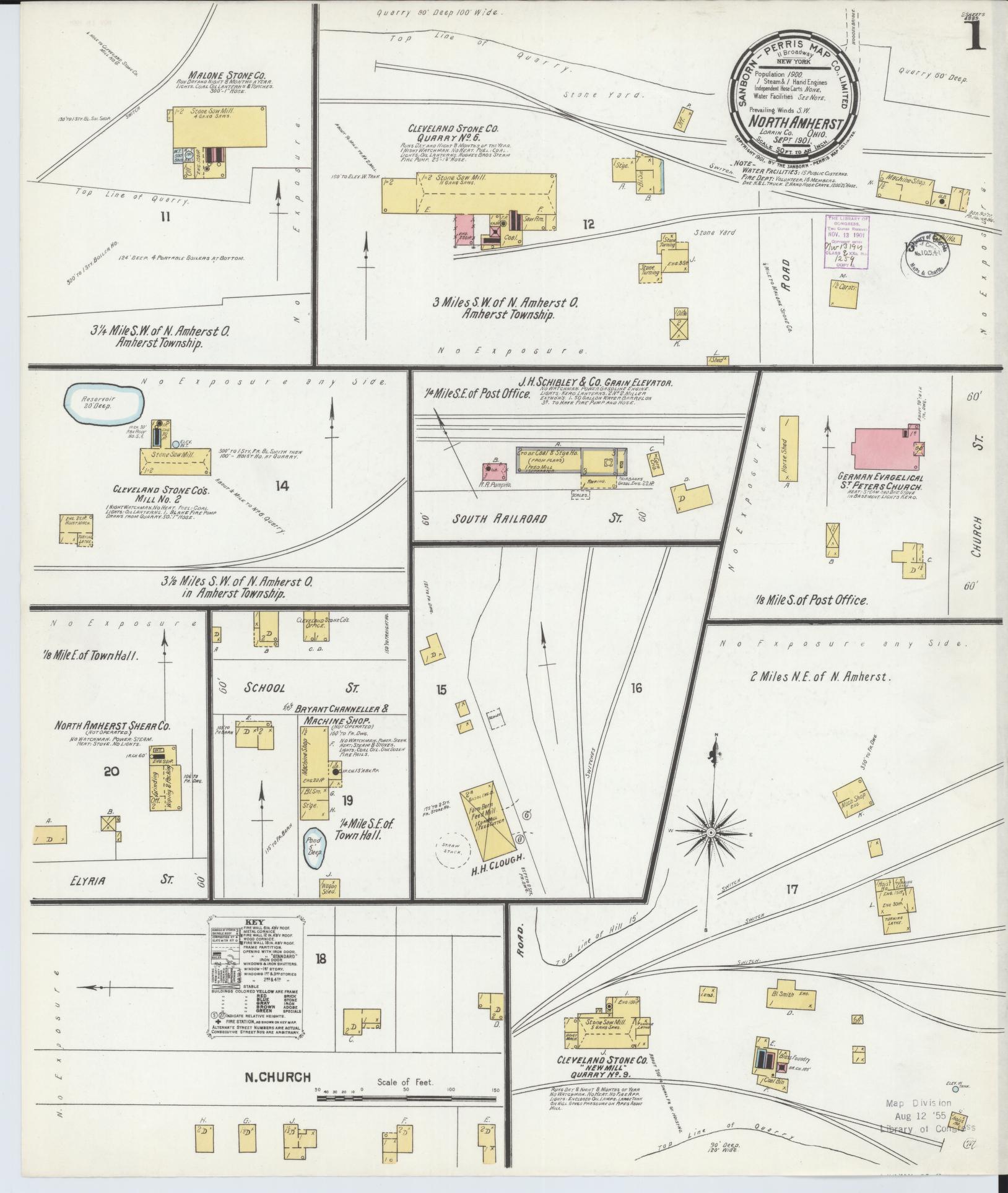 Sanborn Fire Insurance Map from North Amherst, Lorain County, Ohio (1901), Sheet #0001 - Historic Sanborn Fire Insurance Map Print, vintage old map wall art, antique decor, genealogy gift, Ohio Ohio map