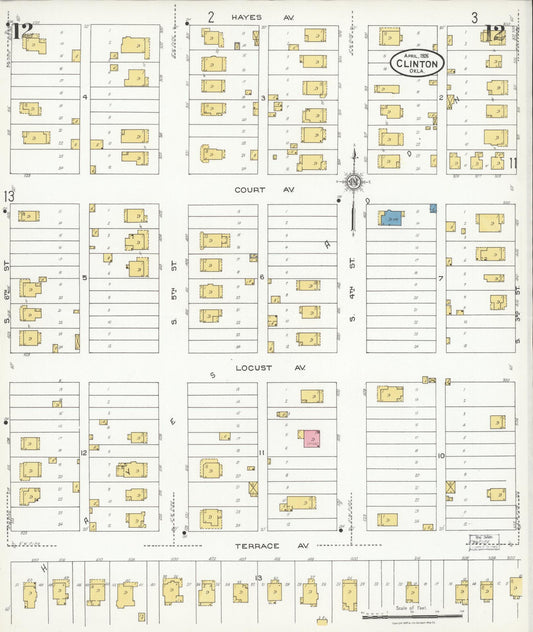 Sanborn Fire Insurance Map from Clinton, Custer County, Oklahoma (1926), Sheet #0012 - Historic Sanborn Fire Insurance Map Print, vintage old map wall art, antique decor, genealogy gift, Oklahoma Oklahoma map