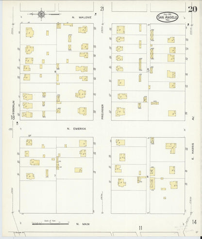 Sanborn Fire Insurance Map from San Angelo, Tom Green County, Texas (1913), Sheet #0020 - Complete Map Set gallery image, historic Sanborn map, vintage wall art, Texas Texas